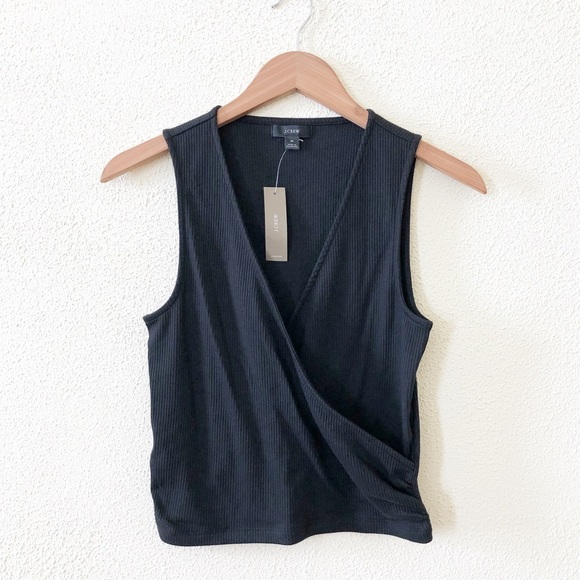 NWT J. Crew Ruched Wrap Top In Vintage Rib M - Picture 2 of 3